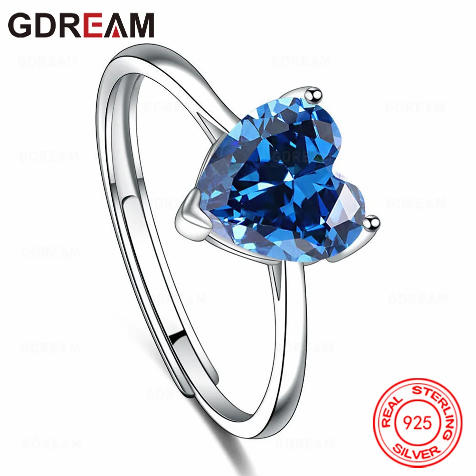 Фото Кольцо GDREAM из стерлингового серебра 925 пробы с цирконом, пятицветное, в свежем дизайне, женское, для помолвки №2