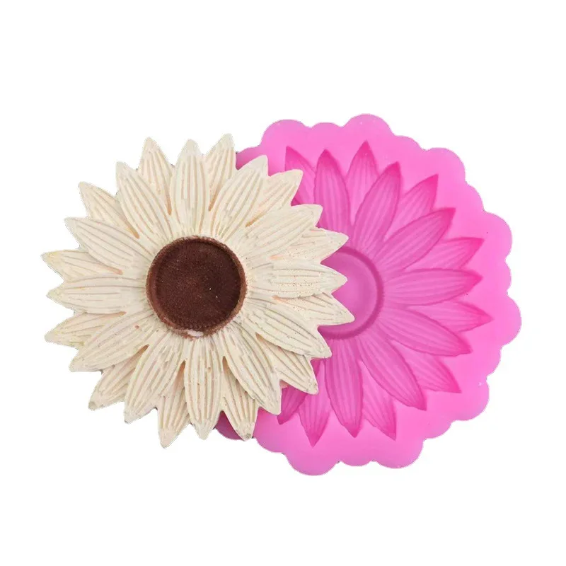 Flower Chrysanthemum Sunflower Silicone Fondant Shop 3D Cake Mold Cupcake Jelly Candy Sugar Decoration Baking Tool