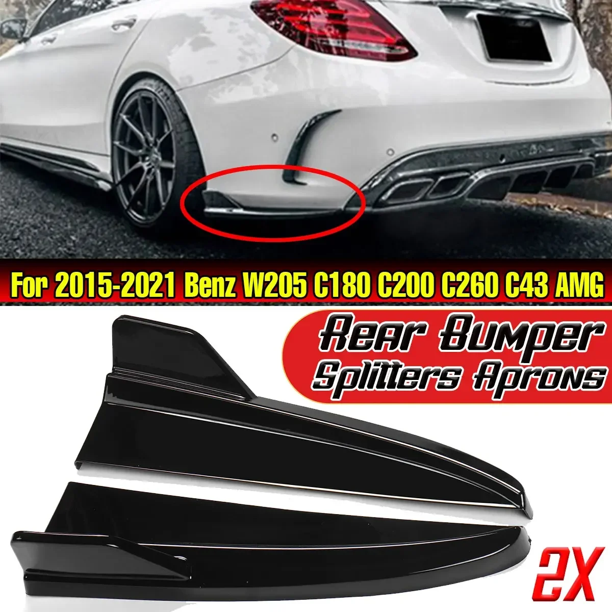 Фото Спойлер-диффузор для заднего бампера W205, комплект обвеса для Mercedes-Benz W205 C180 C200 C260 C43 AMG 2015-2021 №1