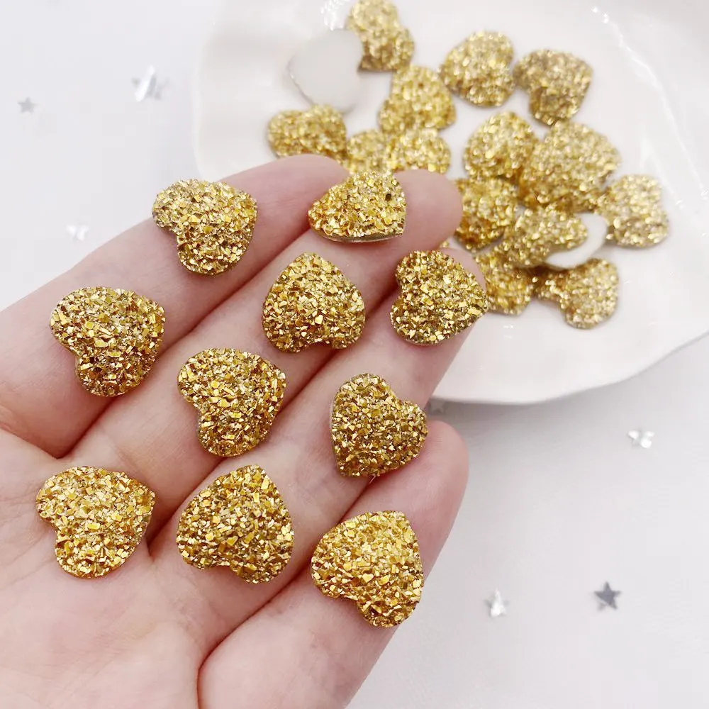 

AB Resin 10 мм 12 мм 14 мм Bling Sweet Golden Heart Flatback узоры из страз DIY свадебная фотография D52