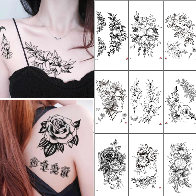 

Временная татуировка, черно-белый скетч, цветок, роза, ручная роспись, небольшой свежий узор, скетч, цветок, водная Обложка, шрам, татуировка