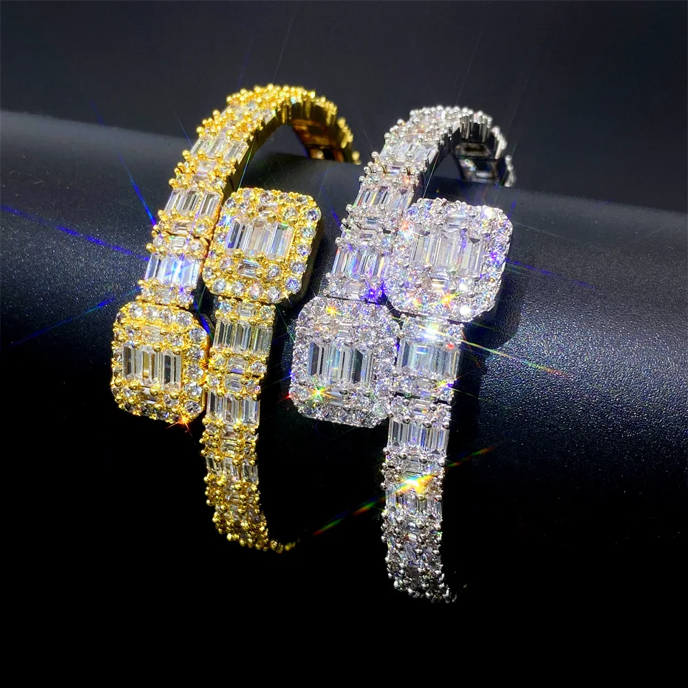 

Лидер продаж, позолоченные полностью выложенные высококачественные циркониевые браслеты в стиле хип-хоп для мужчин и женщин