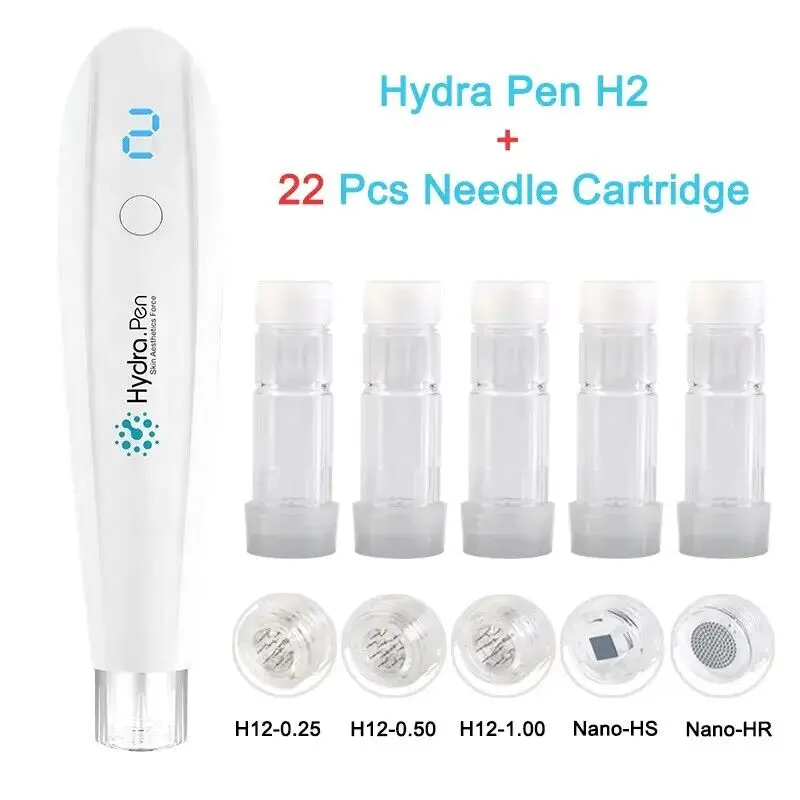 Wireless Hydra Pen H2 With 22PCS Free Needles Facial Stem Cell Therapy Professional Microneedling Pen Mesotherapy Derma Stamp