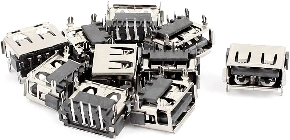 

10Pcs Type A USB 2.0 4 Right Angle Pin Female Jacks Connectors for PCB