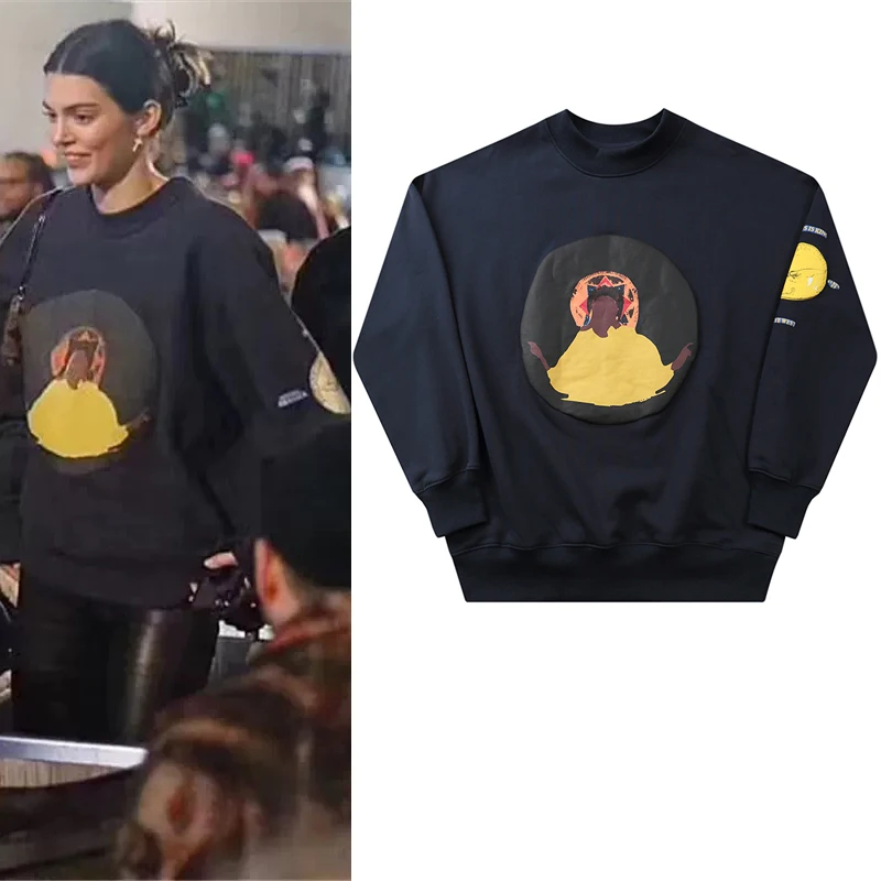 

Harajuku Retro Jesus Is King Letter Foam Kanye Hoodies Male and Female Oversized Crew Neck Streetwear Fleece Sweatshirts