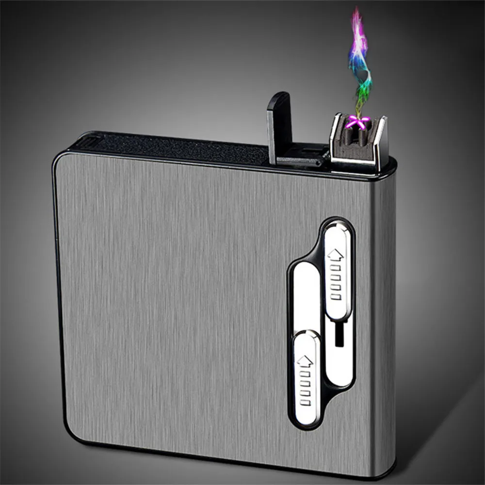

Hold 20pcs Cigarettes Cases Large Capacity With Double Arc USB Lighter Rechargeable Waterproof Cigarette Box Smoking Accessories