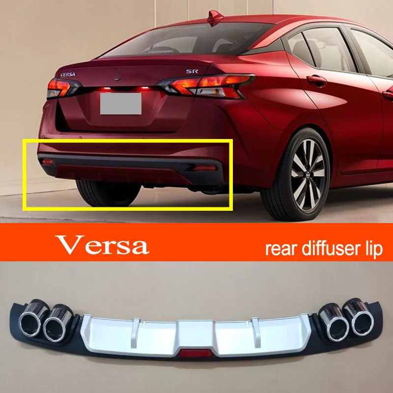 

Versa 2018+ ABS Plastic Silver / Black Car Rear Bumper Rear Diffuser Spoiler Lip for NISSAN Versa 2018 2019 2020 2021 2022 2023