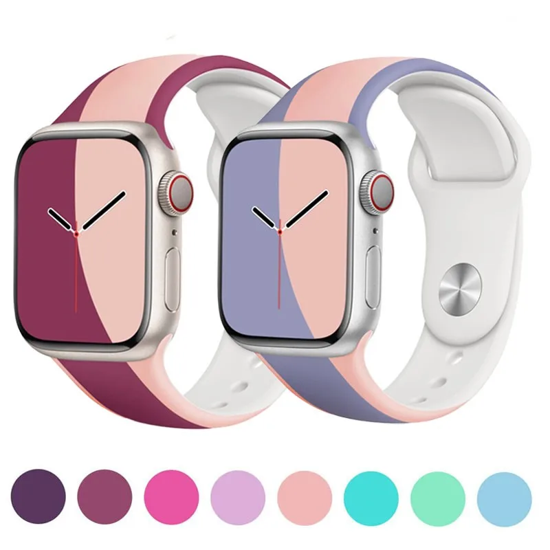 

Silicone Strap for Apple Watch Series 7 8 Ultra Band 49/41/45mm 38/42mm Correa Printing Bracelet for iWatch 6 SE 5 4 3 2 44/40mm