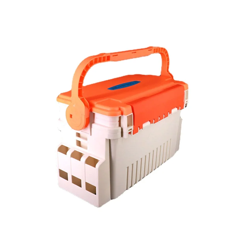 

Outdoor Medium Plastic Multifunctional Storage Box With Strap Double layers Professional Fishing Lures Hook Bait Box