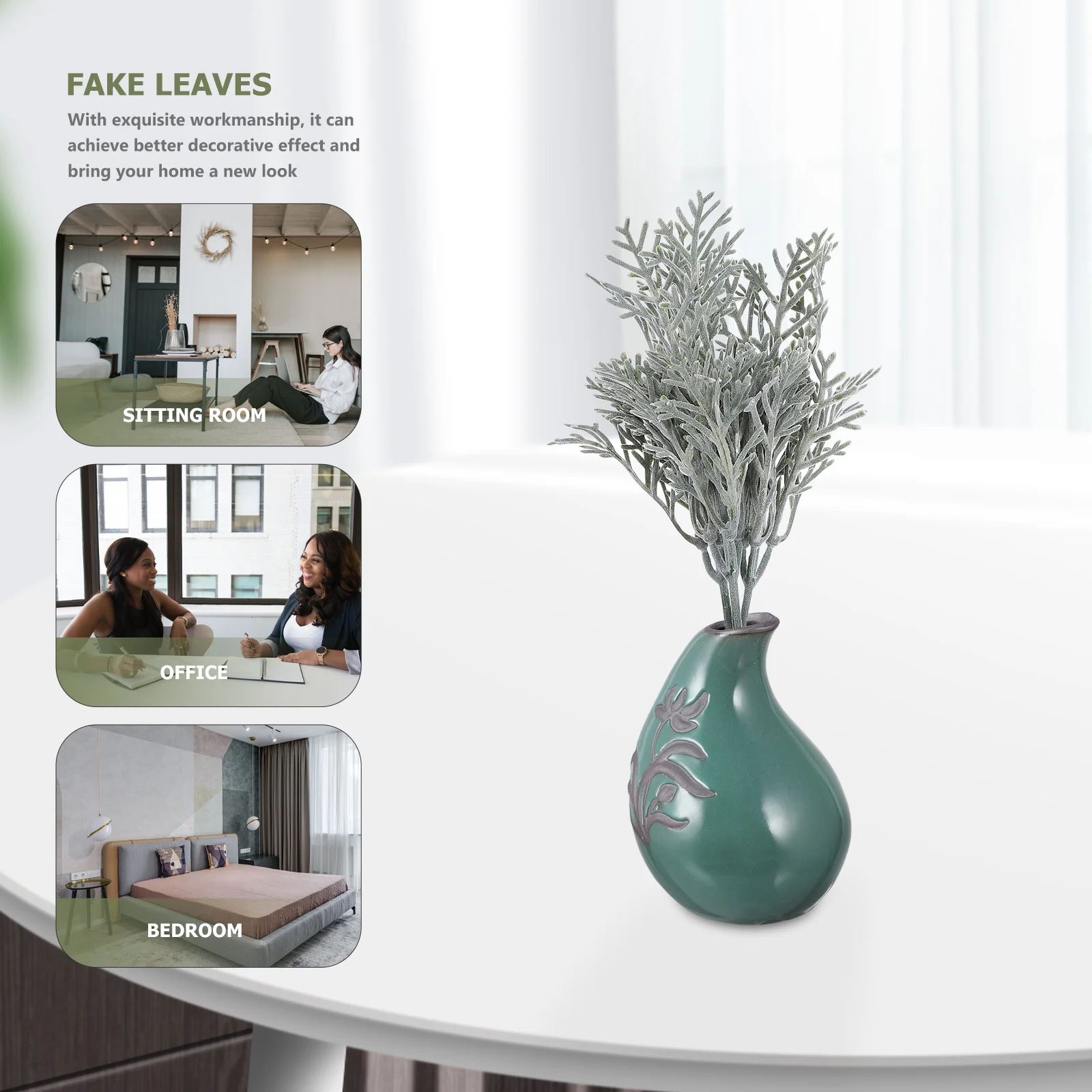 3 шт. искусственные стебли растений серебряный лист хризантема искусственный