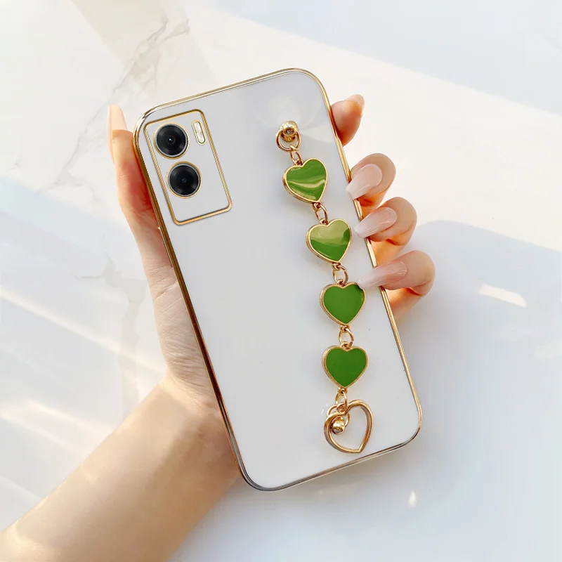 

Light Green Love Bracelet Case for vivo Y55s Y33s Y52 Y55 Y66 Y67 Y72 Y74S Y75 Y76S Y77 V5S V5 Lite T1 iQOO Z3 Girls'love chain