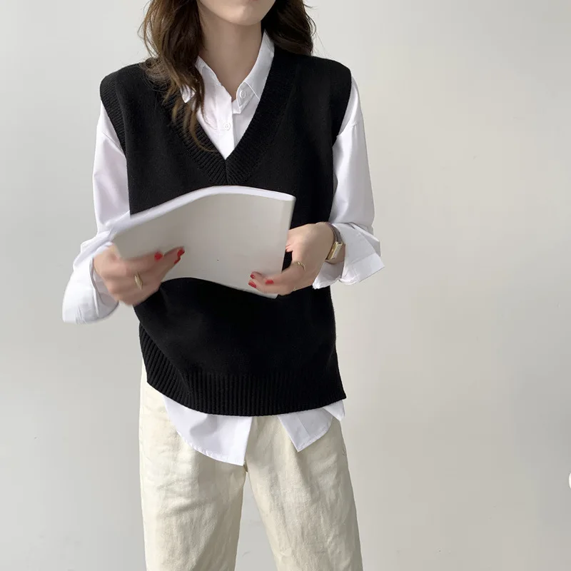 

Fashion Autumn Winter Thick Vest Sweater Women Knitted Ribbed Pullover Sweater Sleeveless Turtleneck Slim Jumper Warm Pull