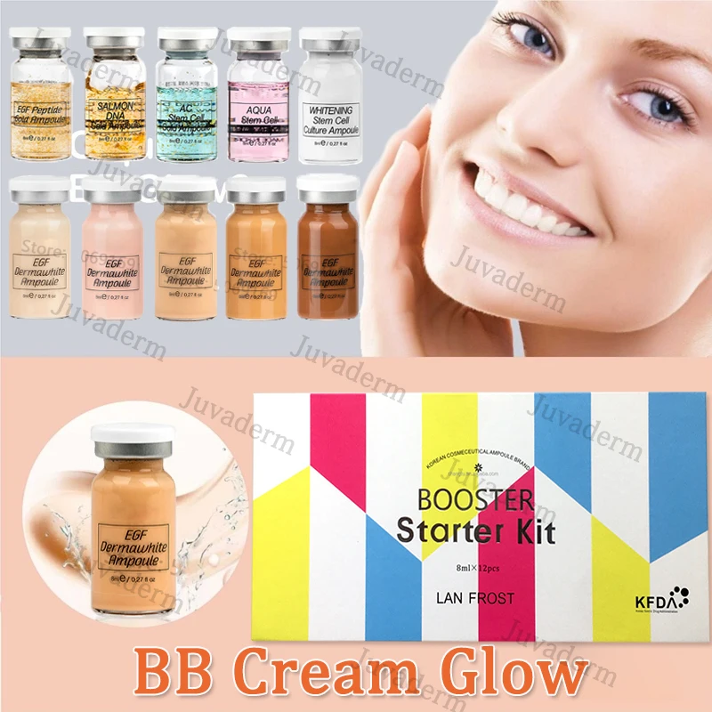 

8ml BB Cream Glow Serum Ampoule Starter mix Kit with add foundation with niacinamide/peptide for effective brightening anti-agin