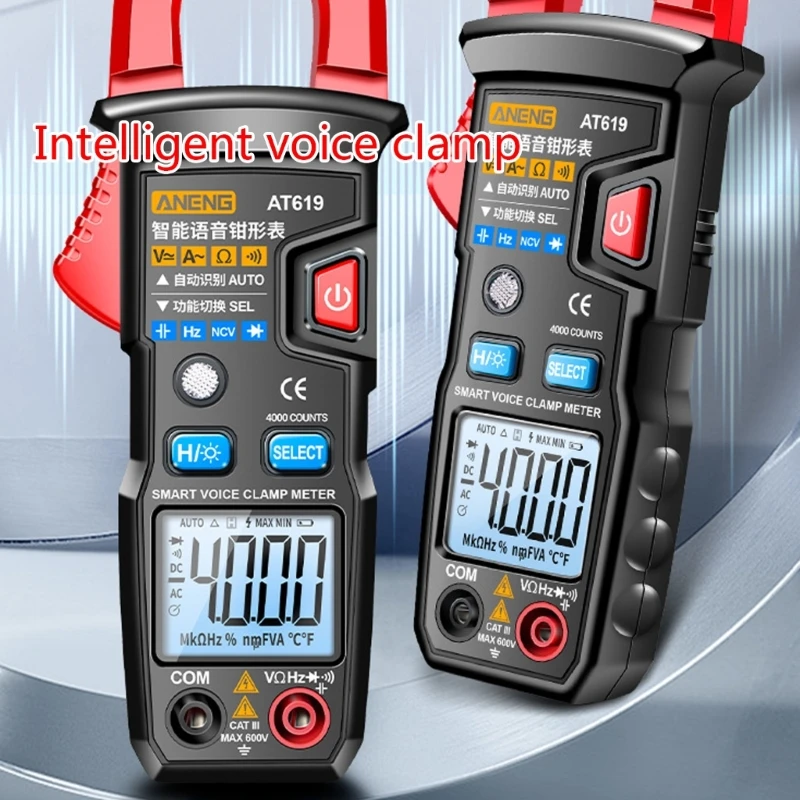 

Clamp Meter Multimeter Tester 4000Counts NCV Voltage Amp Meter with Voice Broadcast- Function Data Hold Auto-power-off KXRE