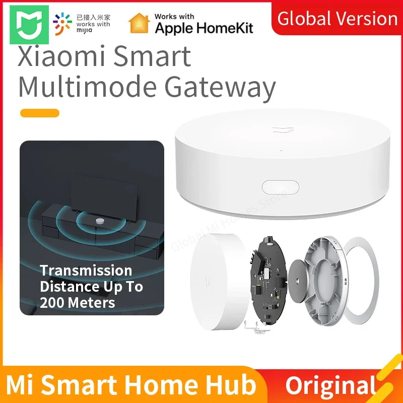 Global Xiaomi Mi Smart Home Hub Multimode Gateway Wi-Fi zigbee Ble Mesh Hub Work With Mijia APP Apple Homekit Intelligent