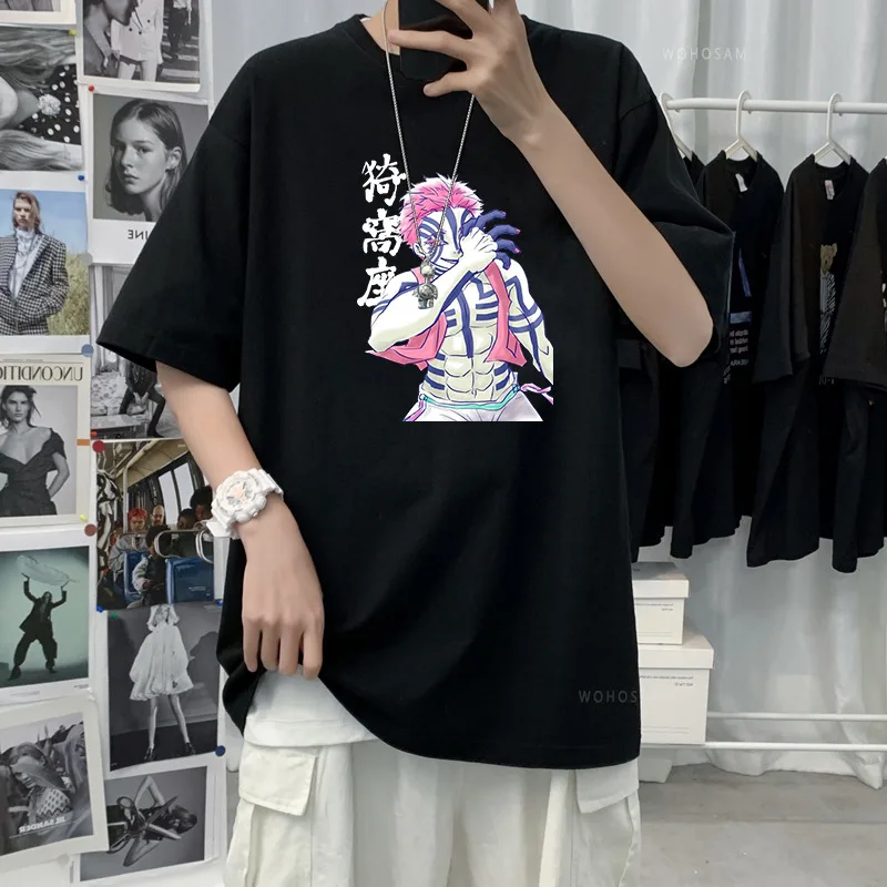 

Anime Demon Slayer Akaza Men/Women Cotton T-Shirt Casual Fashion Short Sleeve Unisex Streetwear Clothes Oversize Harajuku Top
