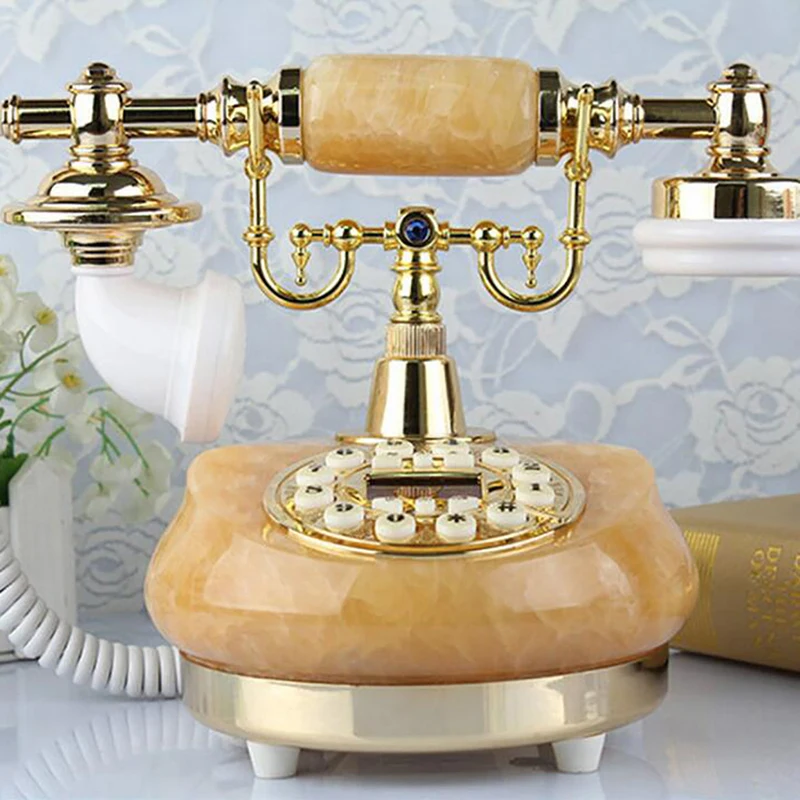 

Стационарный ретро-телефон из натурального нефрита, старинный телефон с динамиком, регулируемая яркость, дисплей