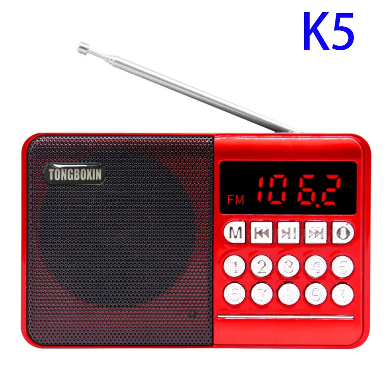 Ceny K5 Bezprzewodowy Głośnik Bluetooth 5 W Przenośne Radio FM USB TF Odtwarzacz MP3 Z Akumulatorem 18650 Bateria Najlepszy Prezent Dla Rodziców