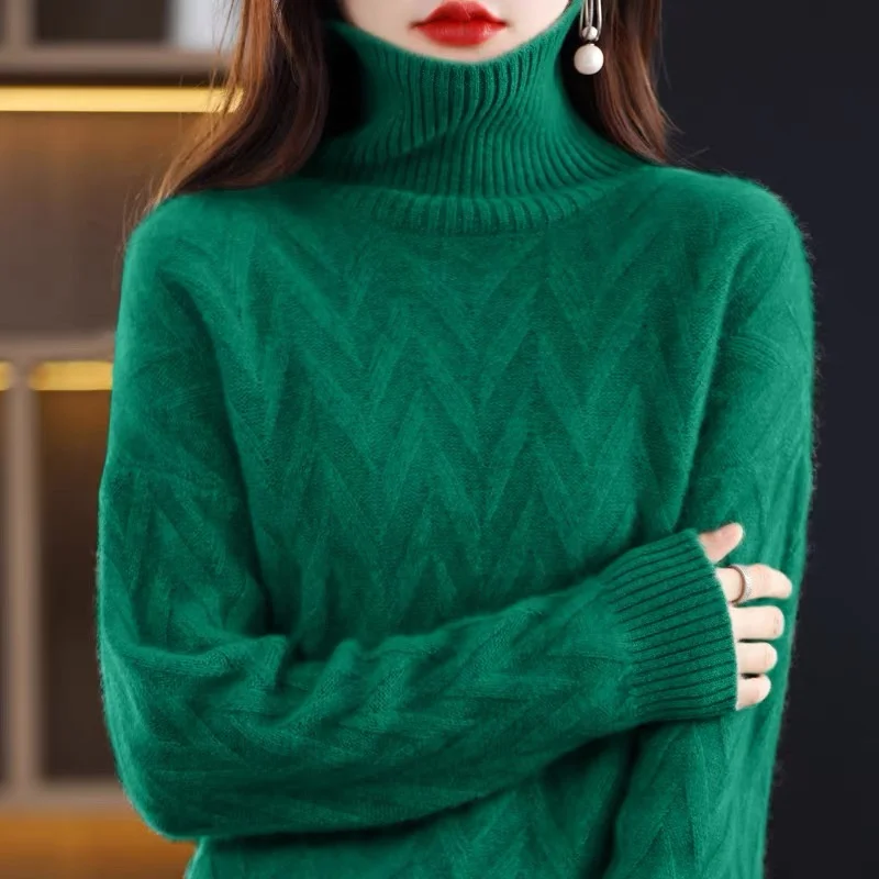 

New Winter Women Sweater Fashion Turtleneck Long Sleeve Pullovers Loose Knitted Female Solid Jumper Tops Clothes