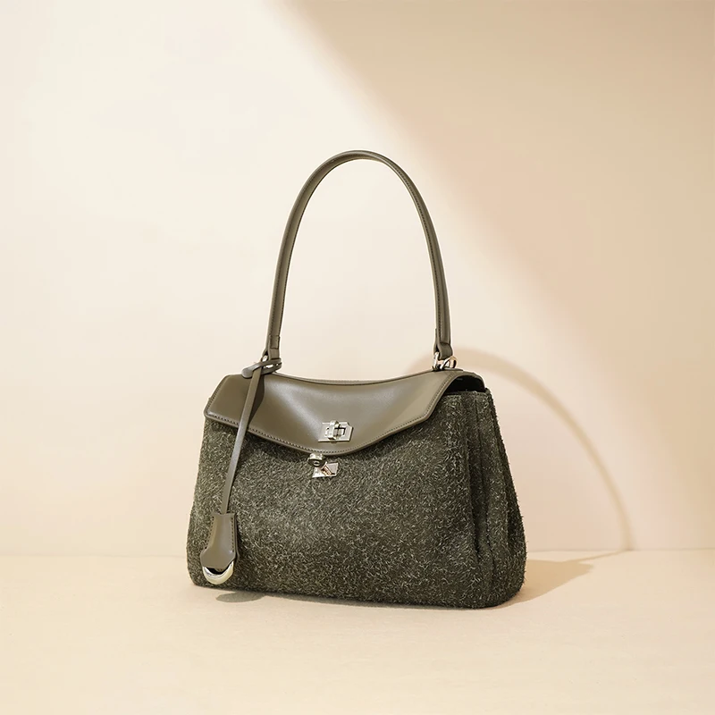 Винтажная матовая сумка подмышки из воловьей кожи большая вместительная Kelly