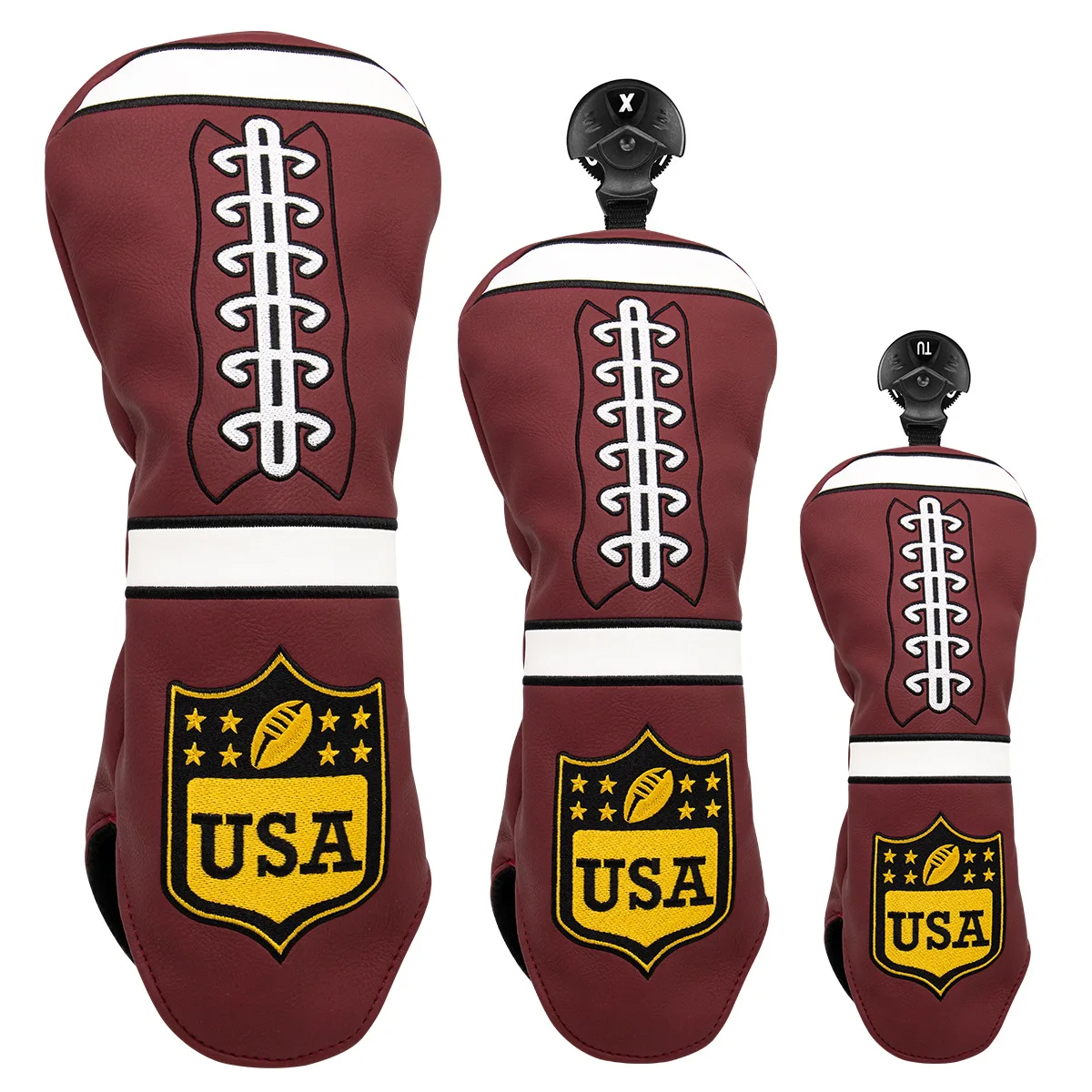 

USA Golf Head Covers for Driver&Fairway Woods -PU Leather Headcovers,L shape putter sleeve,Designed to Fit All Woods and Drivers