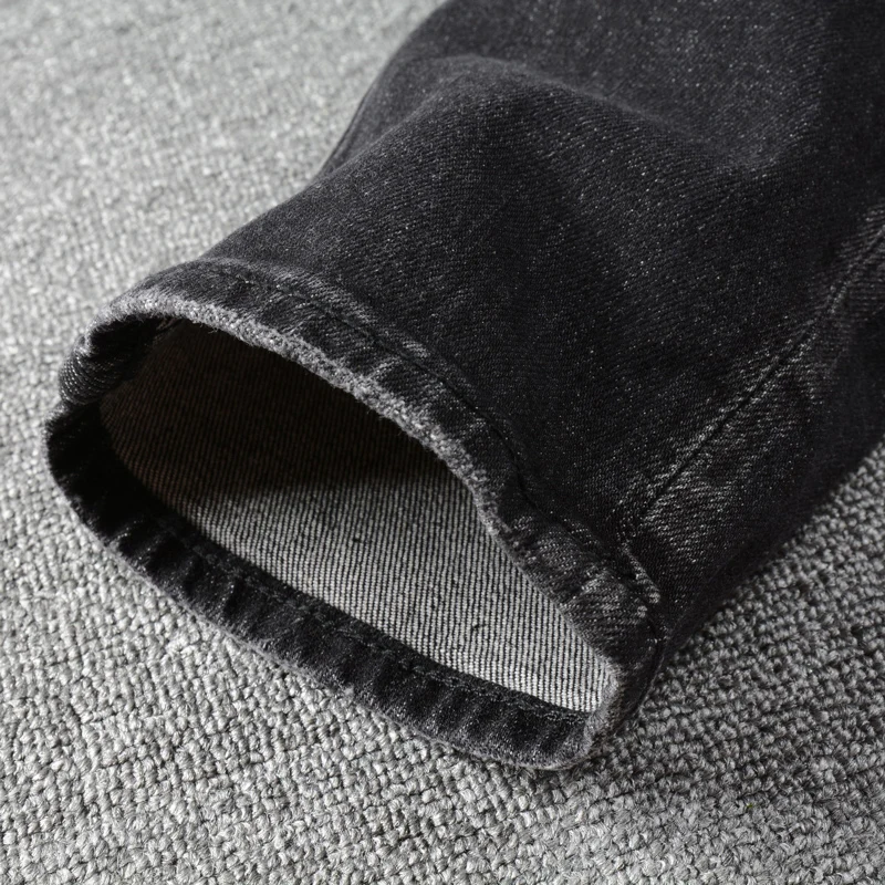 Fashion Designer Men Jeans Retro Black Gray High Quality Elastic Slim Fit Ripped Jeans Men Trousers Vintage Denim Pants Hombre