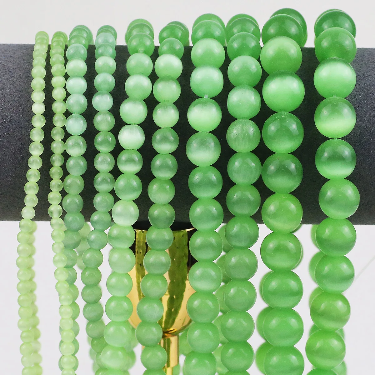 4-12MM Зеленый Кошачий Глаз Натуральный Камень Круглый Свободные Бусины Проставки