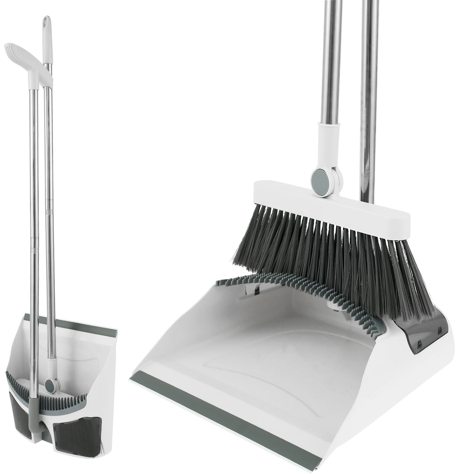 

Broom and Dustpan Set Portable Sweeping Brush and Dustpan Large Capacity Dustpan Broom Set Lightweight Stand Up Dustpan with
