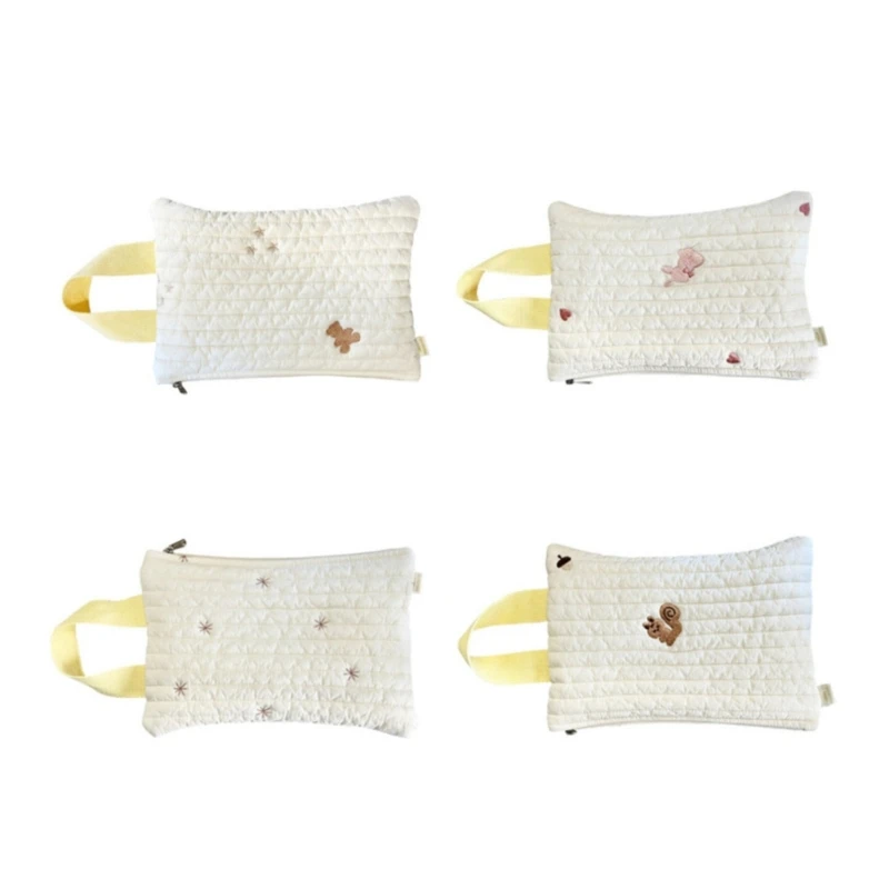 

Baby Wipe Wipes Dispenser Refillable Wipe Holder Reusable Embroidery Quilting Cotton Wet Wipe Container Portable