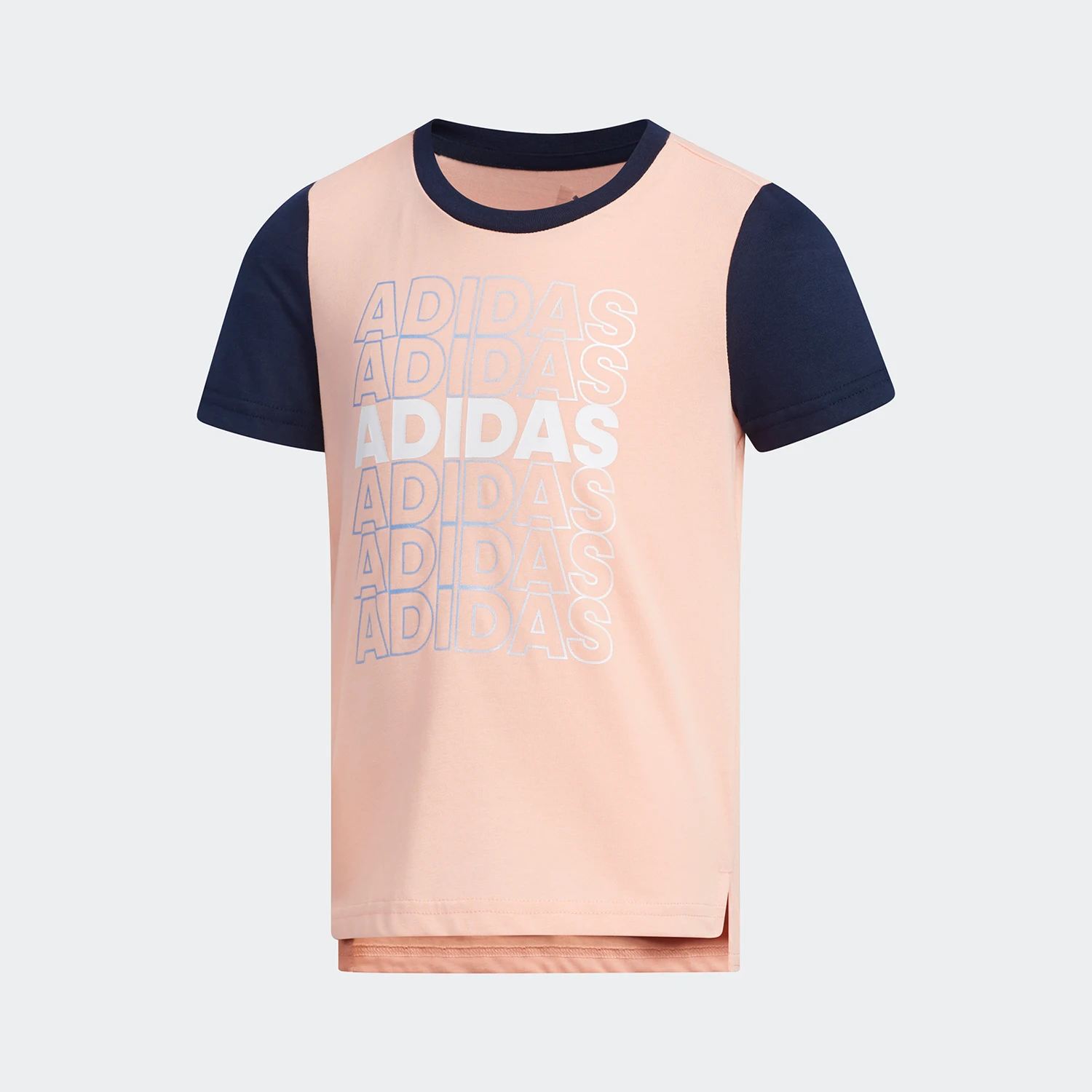 Фото Оригинальная удобная детская футболка Adidas с круглым вырезом, принтом, свободного кроя и модным дизайном, модель EH4083. №1