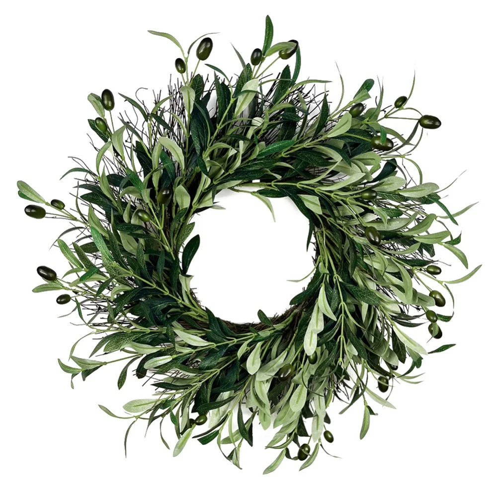 

Artificial Garland Peace Olive Leaf Wreath Ornaments Olive Branch Door Ring Wedding Decoration Holiday Window Home Ornaments