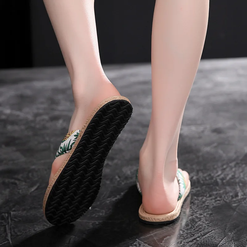 2023New Summer Fashion Design Weave Women Beach Flip-Flops Non-Slip Flat Ladies Outdoor Soft Slippers Women's Simple Flip-Flop