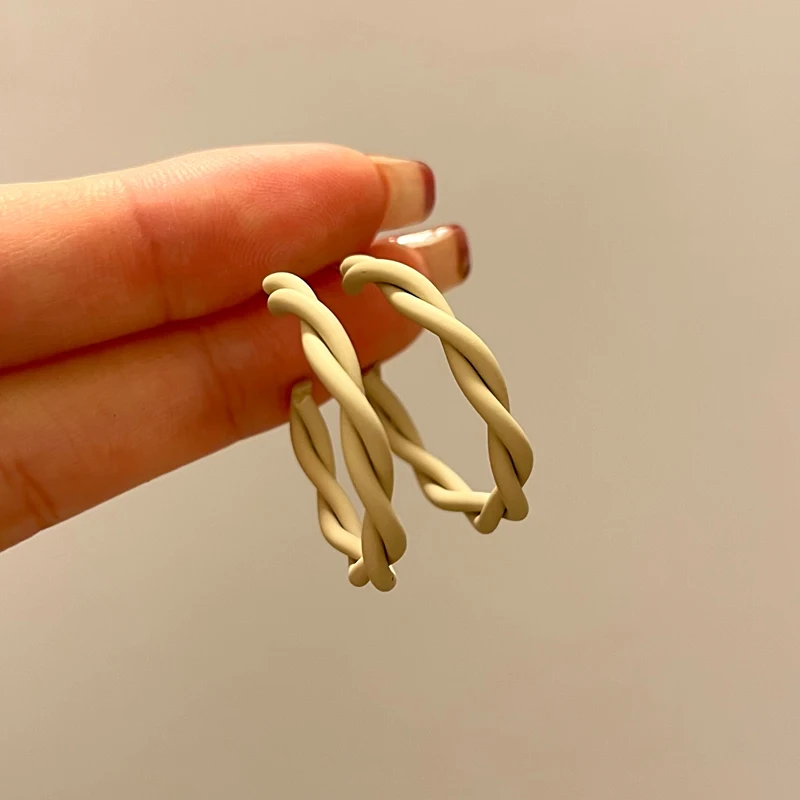 

925 Silver needle Fashion Jewelry Twist Hoop Earrings Elegant Temperament Khaki Brown Women Earrings For Celebration Gifts