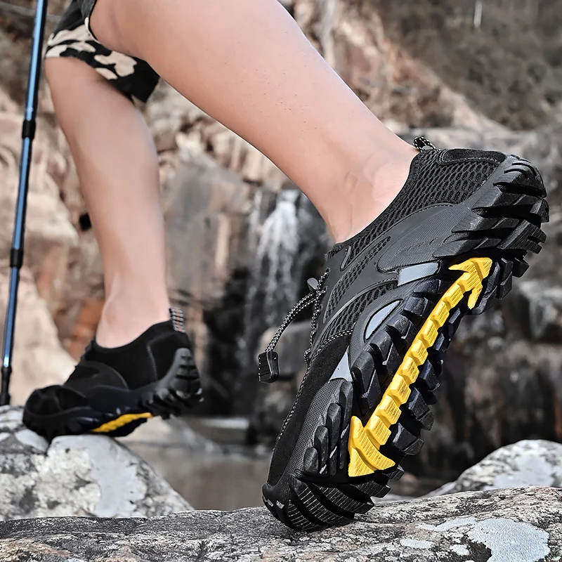 JIEMIAO New Quality Men Trekking Hiking Shoes Summer Mesh Breathable Male Sneakers Outdoor Trail Climbing Training Sports Shoes