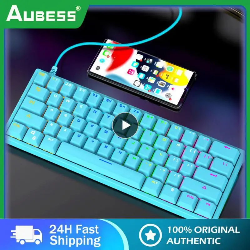 

Механическая клавиатура G101, новая игровая клавиатура, портативная синяя клавиатура для настольного ПК, ноутбука, игровая клавиатура, игровые аксессуары, 61 клавиша Usb