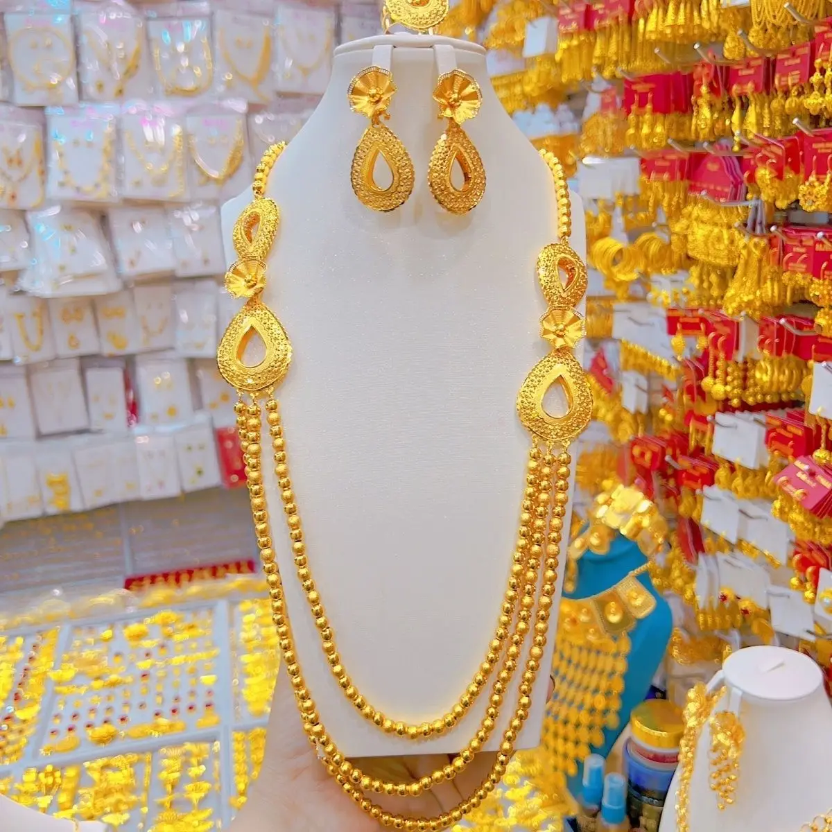 Новые позолоченные серьги-колье в Дубае для женщин комплект ювелирных изделий