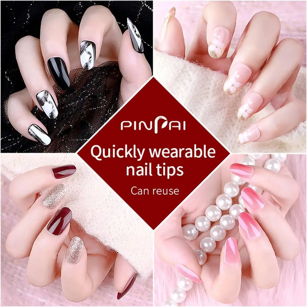 

24PCS Fake Nails Reusable Stick On Nails Press on Full Cover False Nail Tips HOT