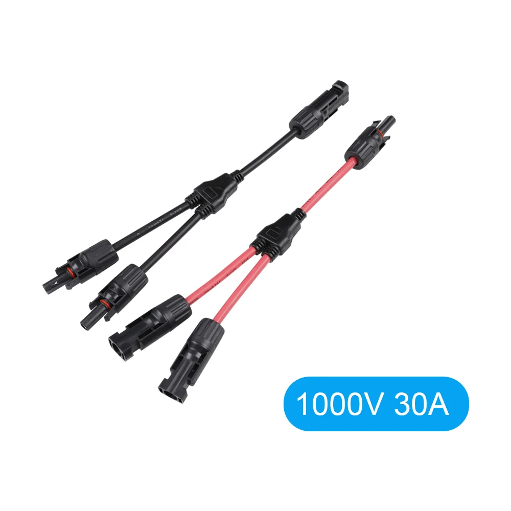 

Пара солнечных разъемов 30 А, Y-образный кабель, параллельный адаптер солнечного кабеля в паре для солнечной панели 1 * M/FF + 1 * F/мм, черный, красный