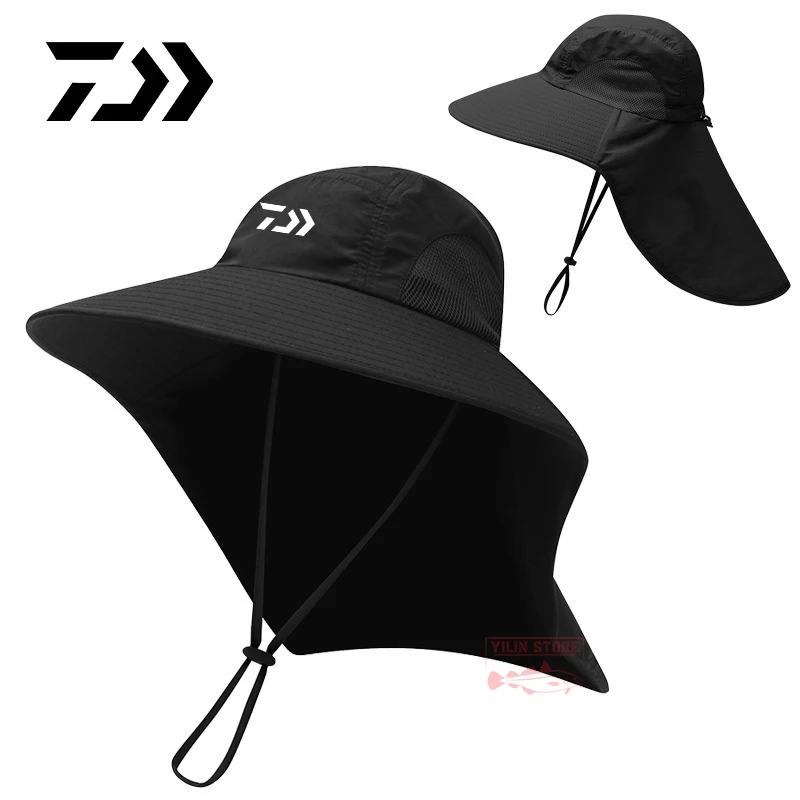

New Daiwa Men's Summer Fishing Fisherman Hat Outdoor Fishing Hat UV Protection Adjustable Breathable Sun Hat Casual Fishing Hat