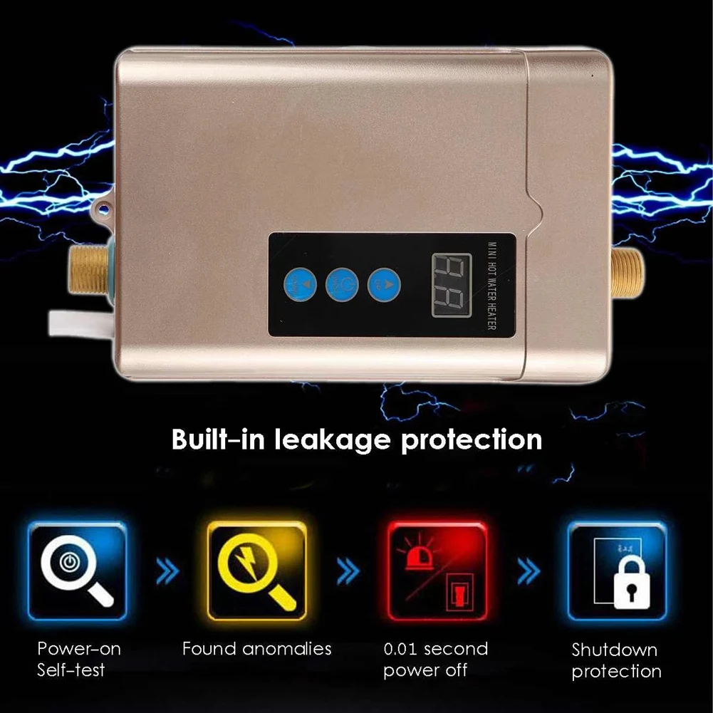 

EU Plug Electric Water Heater 4000W 220V Tankless Instant Hot Water Heater Shower Faucet Tap Thermostat Heating White
