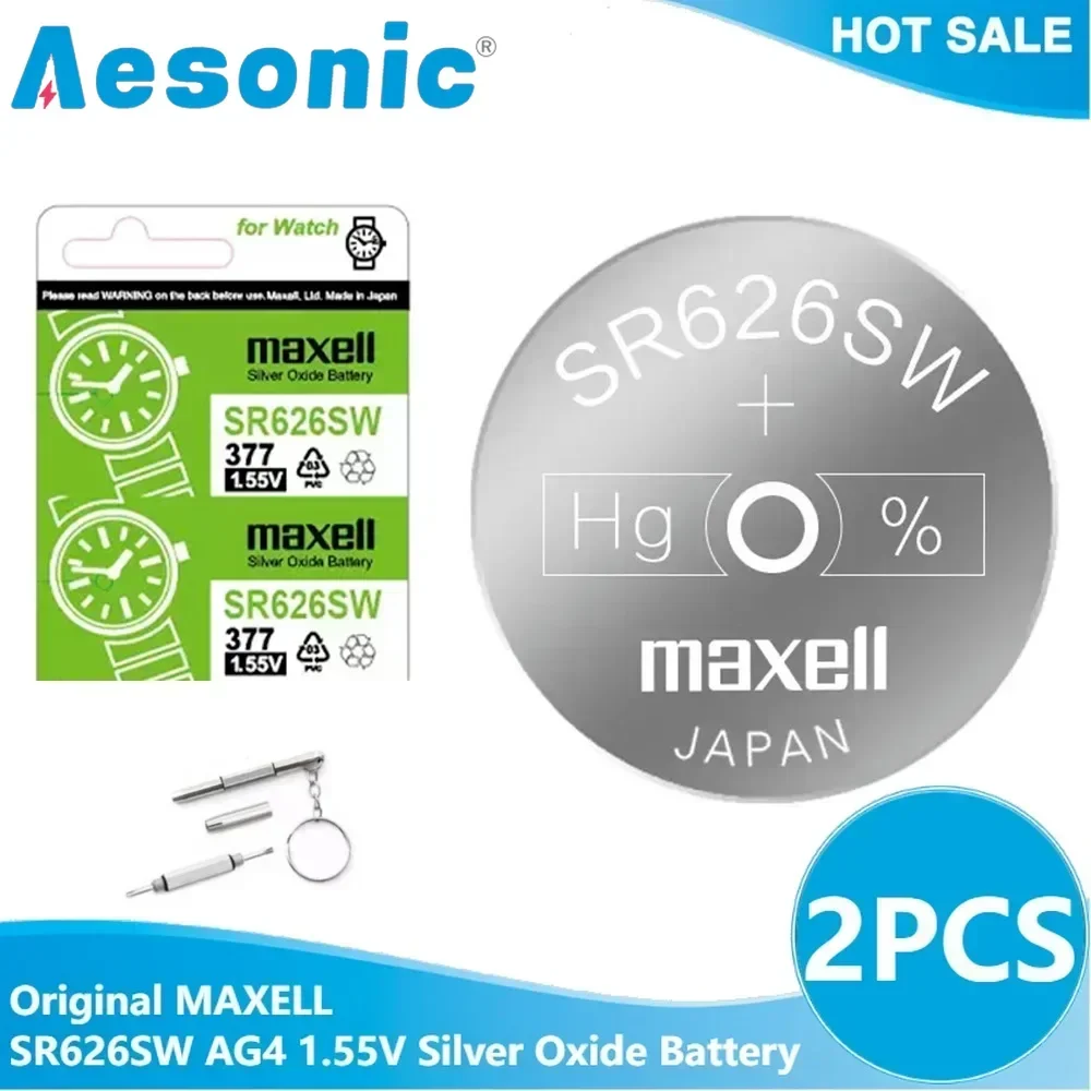 2 шт. оригинальный MAXEL L 377 SR626SW AG4 LR626 SR66 V377 1 55 В оксид серебра батарея для часов