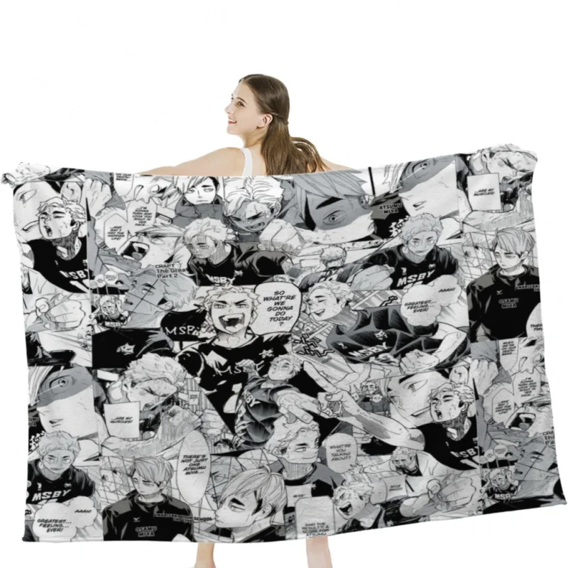 

Miya Atsumu Manga Collage (Haikyuu) Soft Flannel Fleece Warm Blanket Bed Couch Camping Travels