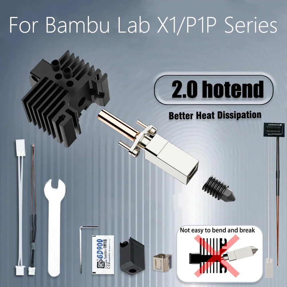 Для Bambu Lab Hotend Upgrade TZ 2.0 Версия Закаленная насадка bambulab Bi Metal Fit Bambulabs X1 X1C P1P P1S hotend