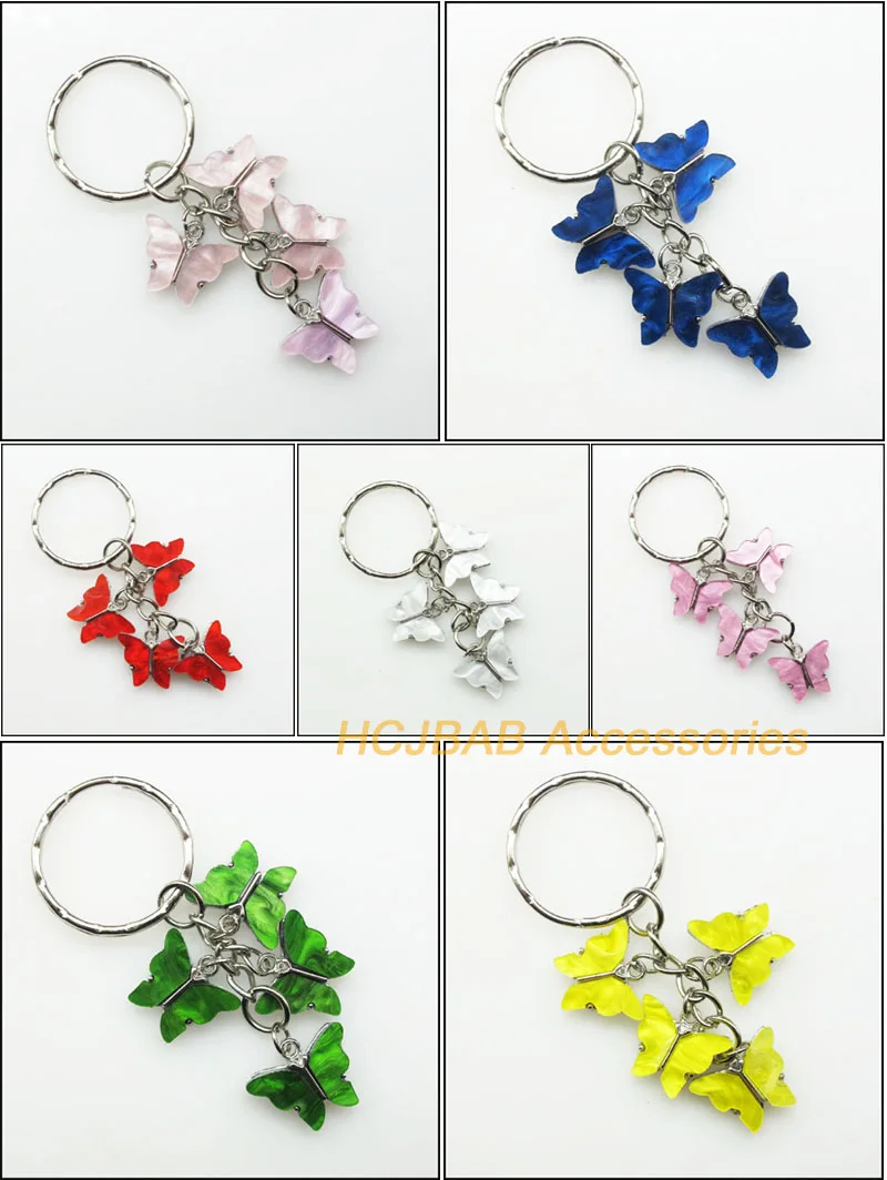 

Mixed Resin Animal Butterfly Charms Key Hook Keychain Split Key Ring Findings