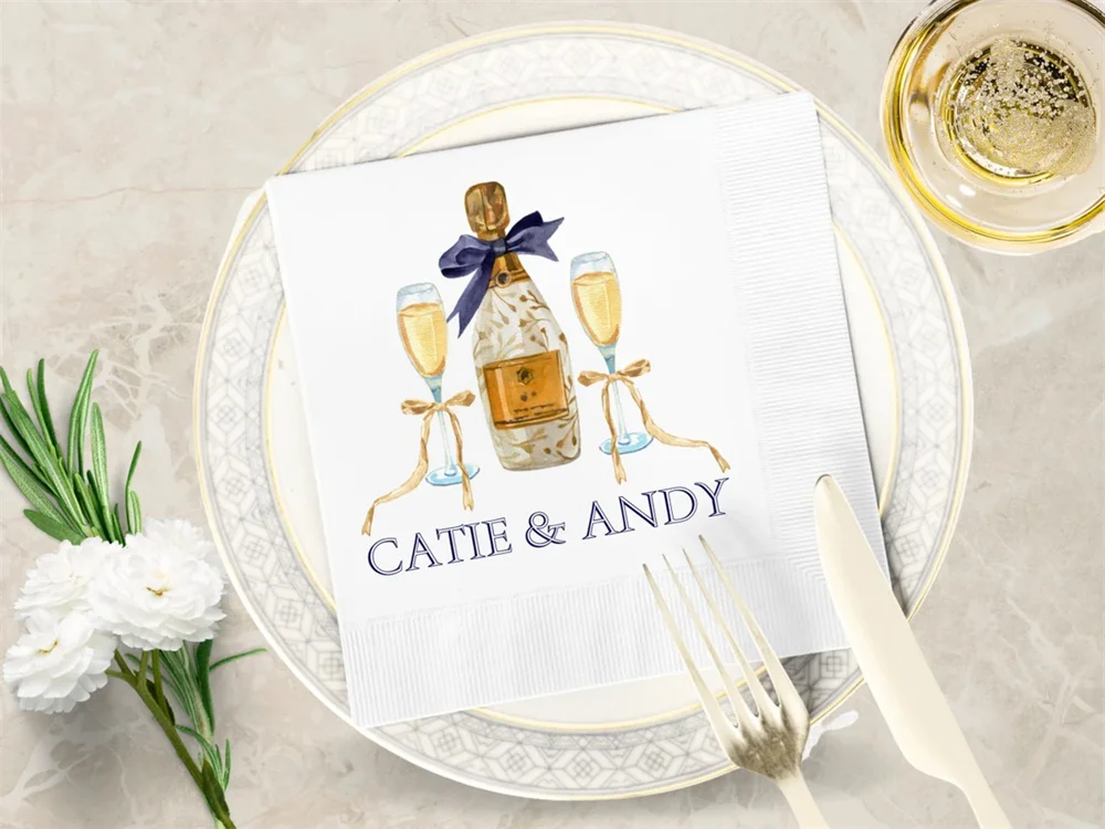 50 шт. Коктейльные салфетки с бутылкой шампанского