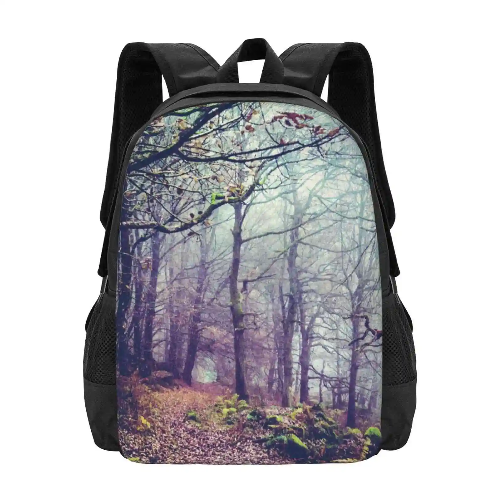 

District Forest Pattern Design Bag Student'S Backpack District Landscape Trees Nature Nicola Pearson Secretgardenphotography