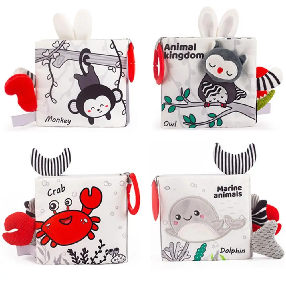 

Cartoon Print Fabric Cloth Book Soft Toys Pram and Pushchair Toys Early Education Comfort Toys Sea Animals Cloth Book