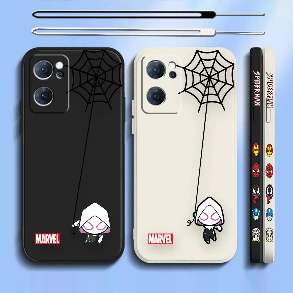 

Marvel Cute Girl Spider Man Spider Web Cartoon Case For OPPO Reno 4 4SE 4Z 4F 3 2 2F 2Z ACE Z Pro Lite 4G 5G Liquid Cover Funda