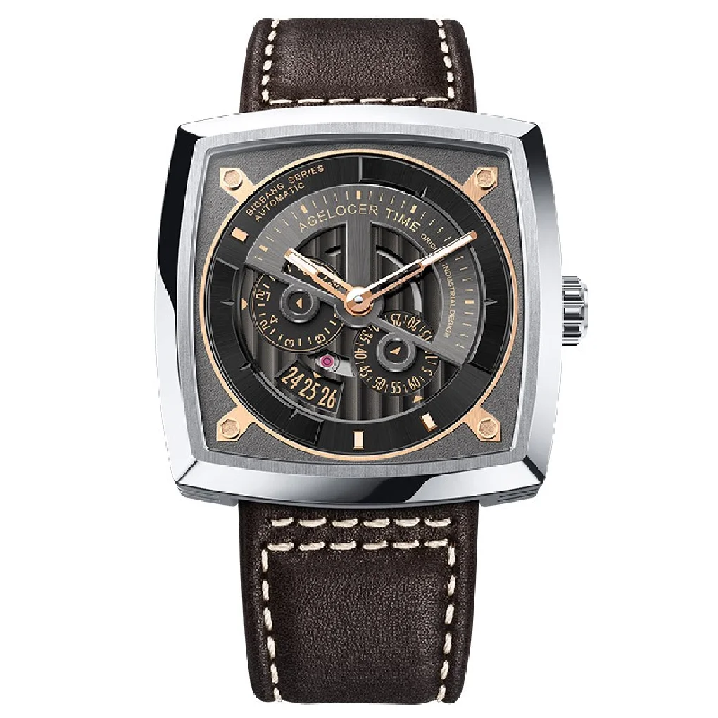 

AGELOCER Sport Automatic Watch Men Mechanical Wristwatches Big Square Waterproof Military Watches Power Reseve 42 Hours 5603A2