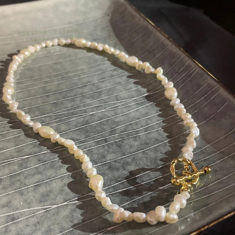 

Korean Choker Necklace For Women Natural Baroque Pearls Beads Pendant Necklaces Choker Aesthetic Jewelry Gift